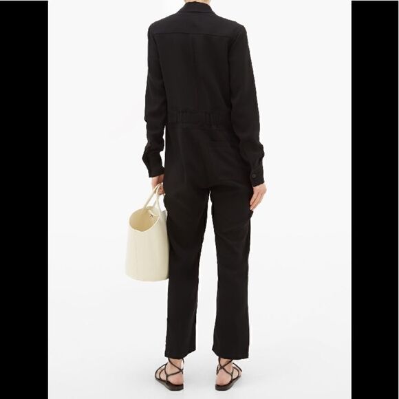 Women’s White Story Button Down Black Minimalist Jumpsuit Romper Sz M - Picture 3 of 10